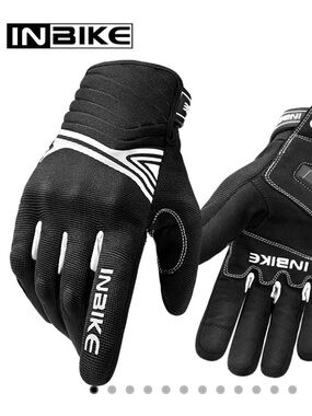 INBIKE Men’s Black Cycling Gloves with White Accents